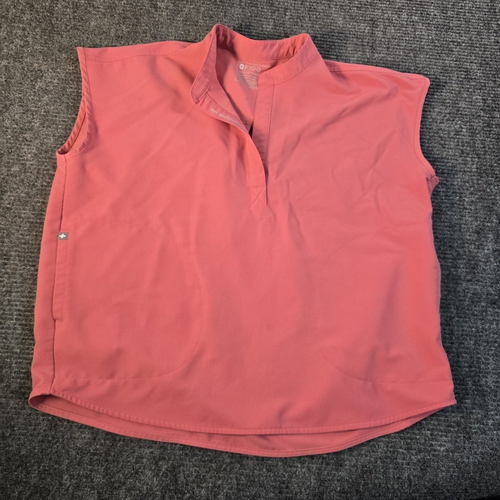 FIGS Rafaela Oversized Scrub Top Medium Coral Stretch Medical Nurse Pockets